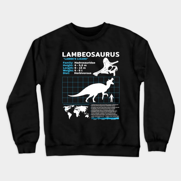 Lambeosaurus data sheet Crewneck Sweatshirt by NicGrayTees